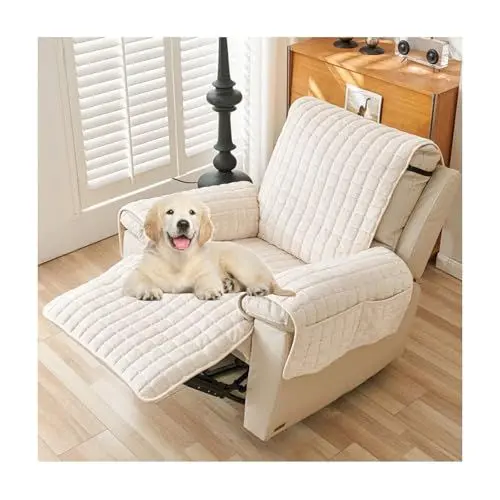 Produktbild: Sesselschoner Sesselauflage, Sesselschoner for Relaxsessel, Sesselschoner for Fernsehsessel mit armlehne Anti-Rutsch, Relaxsessel Bezüg Sesselüberzug for Zuhause mit Kindern und Haustieren Hund(Beige