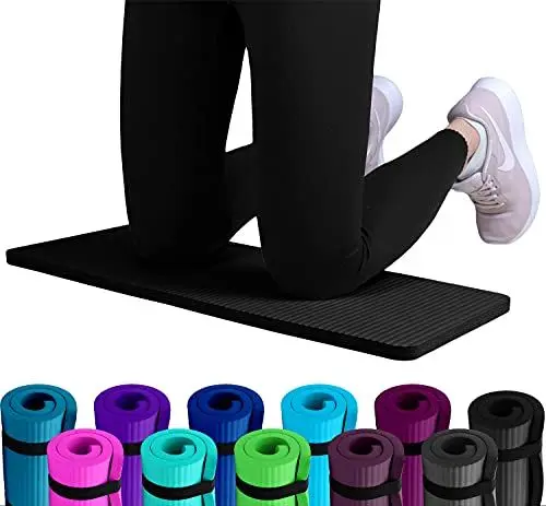 Produktbild: Set: 2 x REFIT FITNESS NBR Fitness Yoga Pads 25 x 61 x 1,5 cm Schwarz + Bänder Sport Kniekissen Fitnessmatte klein Kniepad Bodenkissen rutschfest Yoga Kniematte Sportmatte Knie Matte Kissen Yogamatte