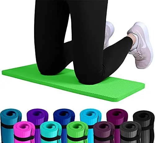 Produktbild: Set: 2 x REFIT FITNESS NBR Fitness & Yoga Pads 25 x 61 x 1,5 cm Grün + Bänder Sport Kniekissen Fitnessmatte klein Kniepad Bodenkissen rutschfest Yoga Kniematte Sportmatte Knie Matte Kissen Yogamatte