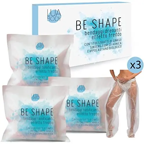 Produktbild: Set mit 3 Bandagen gegen Cellulite, Entwässerung – Behandlung mit Kalteffekt, belebend und biologisch abbauend – 3 professionelle ästhetische Bandagen für Beine, Bauch und Hüfte (Set mit 3 Bandagen)