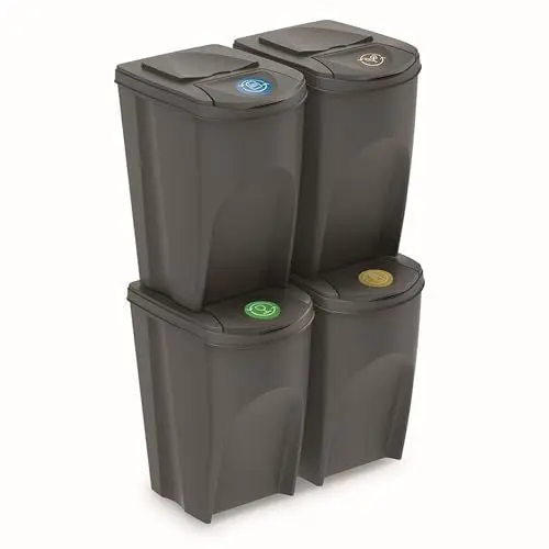 Produktbild: Set von 4 Recyclingwürfeln 140L Prosperplast Sortibox von grauem Kunststoff