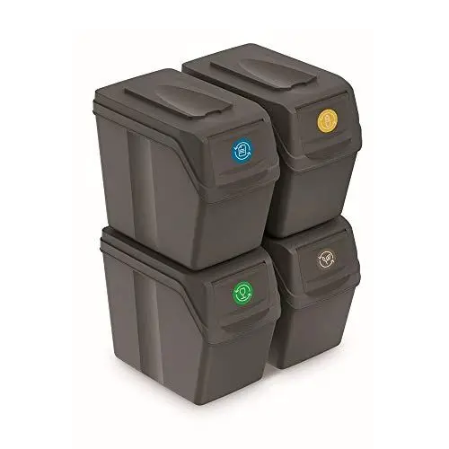 Produktbild: Set von 4 Recyclingwürfeln 80L Prosperplast Sortibox von grauem Kunststoff