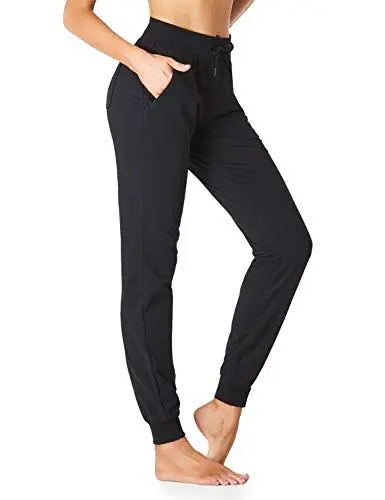 Produktbild: Sevego Jogginghose Damen Sporthose Baumwolle High Waist Trainingshose Loose Fit Lang Sweathose mit Taschen, Schwarz, L