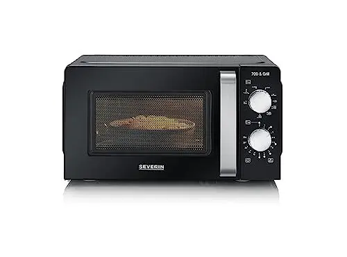 Produktbild: SEVERIN 2-in-1 Mikrowelle mit Grill 700 W, 900 W Grill, Grillofen mit 9 Automatikprogrammen, Mikrowelle mit Grillrost und Drehteller, schwarz / Edelstahl, MW 7781