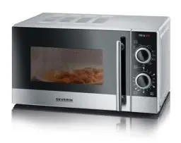 Produktbild: SEVERIN 2-in-1 Mikrowelle mit Grill 700 W, Grillofen mit 9 Automatikprogrammen, Mikrowelle mit Grillrost und Drehteller, silber-schwarz / Edelstahl, MW 7874