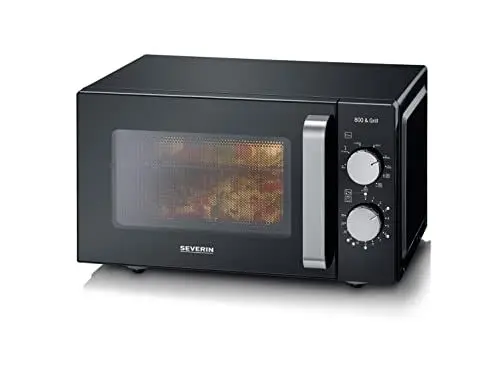 Produktbild: SEVERIN 2-in-1 Mikrowelle mit Grill, Nutzung auf 2 Ebenen, flacher Glasboden statt Drehteller mit XXL-Nutzfläche für eckiges Geschirr, leichte Reinigung, Mikrowellengerät, 20L, Schwarz, MW 7762