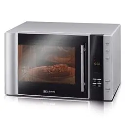 Produktbild: SEVERIN 3-in-1 Mikrowelle mit Grill und Heißluftfunktion, Minibackofen mit 10 Automatik-Programmen, multifunktionale Mikrowelle mit Drehteller und Grillrost, silber/schwarz, MW 7775