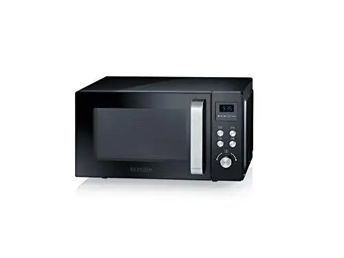 Produktbild: SEVERIN 3-in-1 Mikrowelle mit Grill und Heißluftfunktion bis zu 200 °C, Minibackofen inklusive Vorheizfunktion, Mikrowelle mit antihaft-beschichtetem Pizza-Teller, schwarz, MW 7752