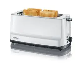 Produktbild: SEVERIN Automatik-Langschlitztoaster, 4 Toast, Automatik-Toaster mit Brötchenaufsatz, Edelstahl Toaster zum Toasten, Auftauen und Erwärmen, 1.400 W, weiß / grau, AT 2234