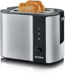 Produktbild: SEVERIN Automatik-Toaster, Toaster mit Brötchenaufsatz, hochwertiger Edelstahl Toaster zum Toasten, Auftauen und Erwärmen, 800 W, Edelstahl-gebürstet/schwarz, AT 2589