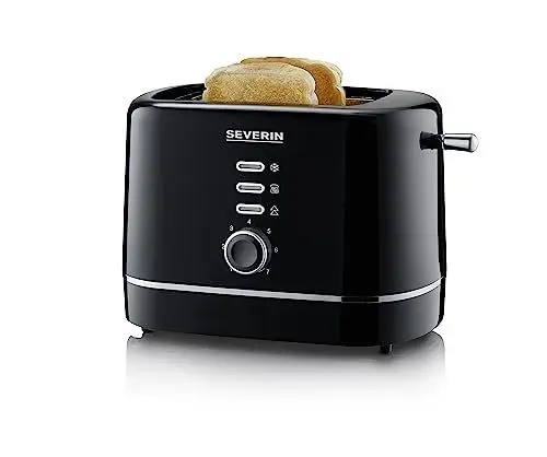 Produktbild: SEVERIN Automatik-Toaster, kleiner Toaster für 2 Scheiben , hochwertiger schwarzer Toaster zum Toasten, Auftauen und Erwärmen, 850 W, schwarz, AT 4321