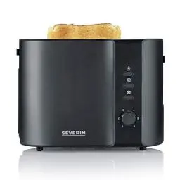 Produktbild: SEVERIN Automatik-Toaster mit 2 Toastschlitzen, Toaster mit Brötchenaufsatz, Edelstahl Toaster zum Toasten, Auftauen und Erwärmen, 800 W, schwarz/matt, AT 9552