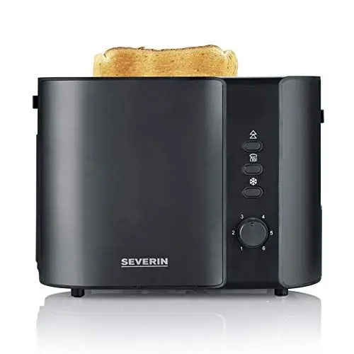 Produktbild: SEVERIN Automatik-Toaster mit 2 Toastschlitzen, Toaster mit Brötchenaufsatz, Edelstahl Toaster zum Toasten, Auftauen und Erwärmen, 800 W, schwarz/matt, AT 9552