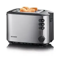 Produktbild: SEVERIN Automatik-Toaster mit 2 Toastschlitzen, Toaster mit Brötchenaufsatz, Edelstahl Toaster zum Toasten, Auftauen und Erwärmen, 850 W, Edelstahl-gebürstet/schwarz, AT 2514