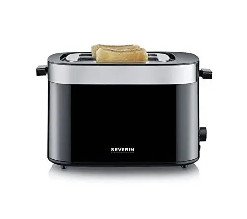 Produktbild: SEVERIN Automatik Toaster mit 2 Toastschlitzen, Toaster mit einstellbarem Bräunungsgrad in 7 verschiedenen Stufen & Brötchenaufsatz, Auftauen und Erwärmen, 800 W, Schwarz, AT 9264