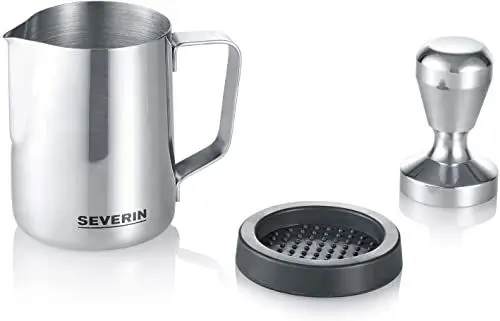 Produktbild: SEVERIN Barista-Starterset, professionelles Barista-Starterset bestehend aus poliertem Edelstahl-Milchschaumkännchen, einfache Reinigung, Edelstahl, Küchengeräte, ZB 5996