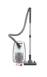 Produktbild: SEVERIN Bodenstaubsauger mit Beutel, leistungsstarker & leiser Staubsauger mit 360° Rollen, HEPA 13 Filter, Zubehör für Teppich & Hartböden, weiß, rot BC 7047