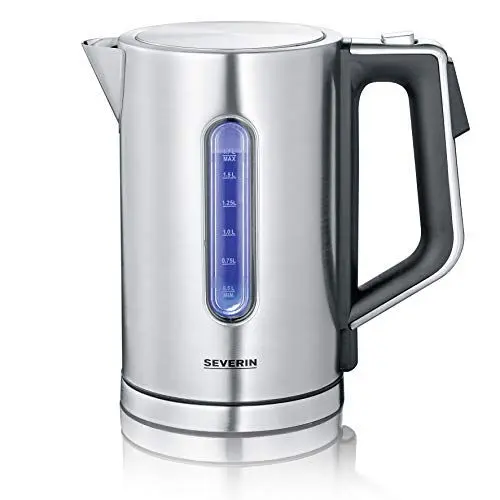 Produktbild: SEVERIN Digitaler Wasserkocher mit Fast-Boil-Power und individueller Temperaturauswahl, 1,7 l XXL-Füllvolumen, Edelstahl-gebürstet - Schwarz, 3000 W, WK 3418