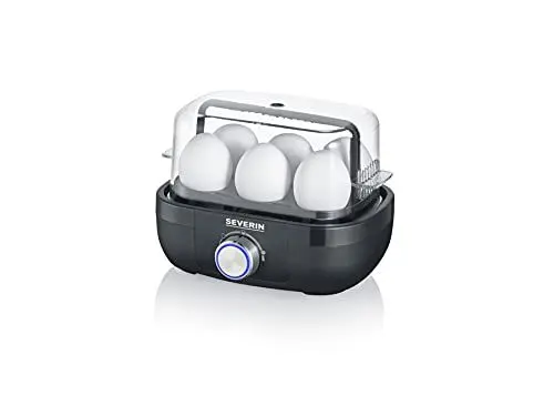 Produktbild: SEVERIN Eierkocher für 6 Eier mit elektronischer Kochzeitüberwachung, inkl. Messbecher mit Eierstecher, Eier Kocher für ideale Härtestufe, schwarz, 420 W, EK 3166