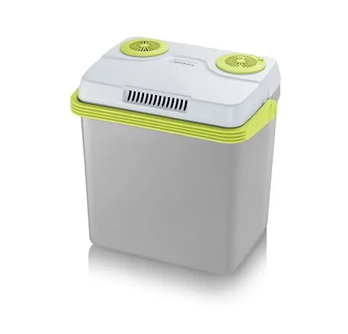 Produktbild: SEVERIN Elektrische Kühlbox (19 L) mit Kühl- und Warmhaltefunktion, 2 Anschlüsse fürs Auto (Netzteil & Zigarettenanzünder), grün/grau, KB 2924