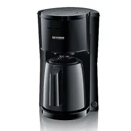 Produktbild: SEVERIN Filterkaffeemaschine mit Thermokanne, Kaffeemaschine für bis zu 8 Tassen, ansprechende Filtermaschine mit Isolierkanne, schwarz, 1 Liter, KA 9306