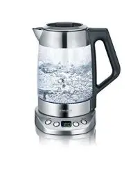 Produktbild: SEVERIN Glas Tee- und Wasserkocher, Teekocher mit einstellbarer Temperatur und Ziehzeit, Glas Wasserkocher mit voreingestellten Teeprogrammen, 3.000 W, Edelstahl, WK 3479