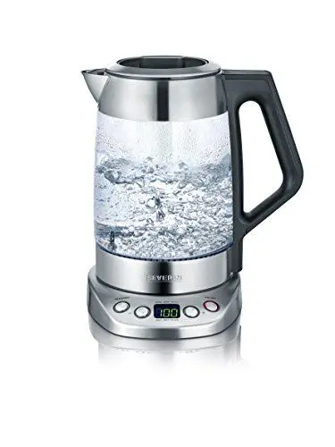 Produktbild: SEVERIN Glas Tee- und Wasserkocher, Teekocher mit einstellbarer Temperatur und Ziehzeit, Glas Wasserkocher mit voreingestellten Teeprogrammen, 3.000 W, Edelstahl, WK 3479