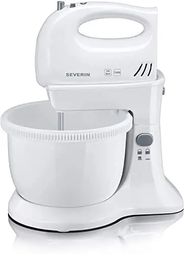 Produktbild: SEVERIN Handmixer-Set, ca. 300 W, Inkl. Tischständer und 3 L Rührschüssel, HM 3810, Weiß/Grau