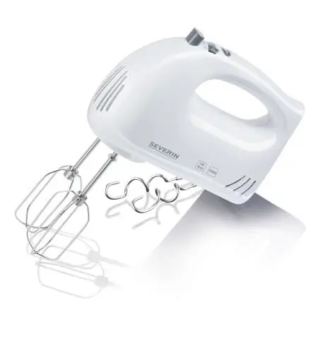 Produktbild: SEVERIN Handmixer, Handrührgerät mit 5 Geschwindigkeitsstufen, praktischer Handrührer mit 2 Edelstahl-Rührbesen und -Knethaken, weiß, HM 3820