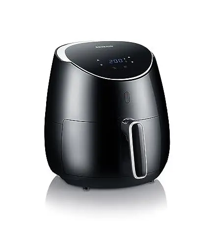 Produktbild: SEVERIN Heißluftfritteuse XXL mit 5 Liter Fassungsvermögen, Airfryer für gesundes Kochen, Fritteuse ohne Fett mit 8 Automatikprogrammen, 2000 W, schwarz/silber-metallic, FR 2445