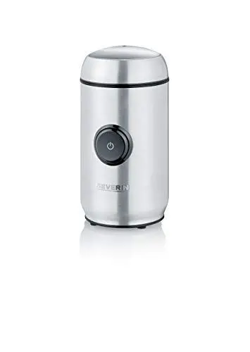 Produktbild: SEVERIN Kaffee- und Gewürzmühle, Aromaschonendes Mahlen dank hochwertigem Edelstahlmesser, Individuell einstellbarer Mahlgrad per Tastendruck, 150 W, ca. 50g Kapazität, silber, KM 3879