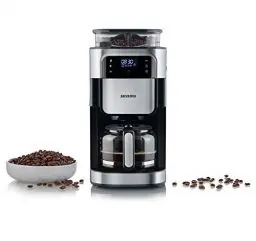 Produktbild: SEVERIN Kaffeemaschine mit Mahlwerk, Kaffeeautomat mit Glaskanne und Timer-Funktion, auch als Filterkaffeemaschine, für bis zu 10 Tassen Kaffee, 1000 Watt, schwarz/ Edelstahl, KA 4813