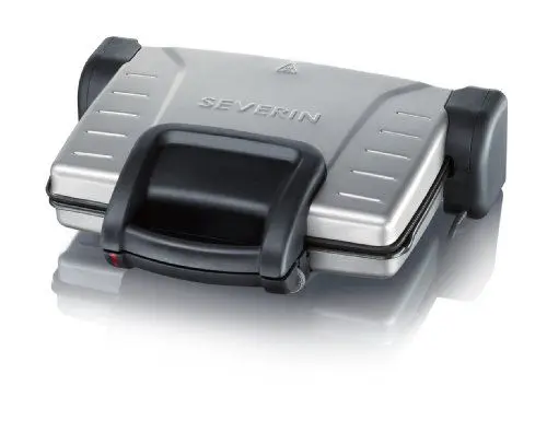Produktbild: SEVERIN Kontaktgrill für Sandwiches, Steak und als Panini Grill, aufklappbar, antihaftbeschichteter Sandwich Maker für fettfreies Grillen, 1.800 W, metallic/schwarz, KG 2389