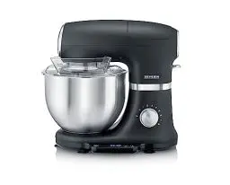 Produktbild: SEVERIN Küchenmaschine mit Waage, große Knetmaschine für bis zu 3 kg Kuchenteig, robuste Teigmaschine mit Knethaken, Flachrührer und Schneebesen, 1.000 W, schwarz, matt/Edelstahl, KM 3898, 3.8