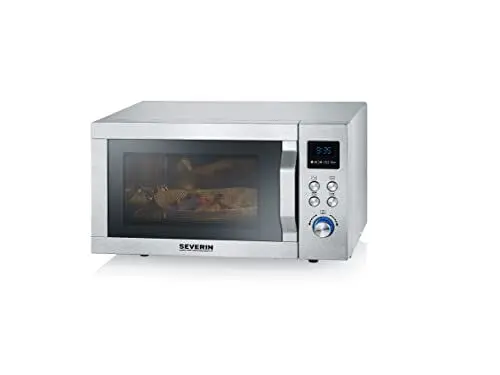 Produktbild: SEVERIN Mikrowelle mit Grillfunktion, Mikrowelle mit Grill zum Auftauen, Garen und Erhitzen, Mikrowelle mit 20 l Garraum, Grillrost und Drehteller, Edelstahl-gebürstet / Silber, MW 7751