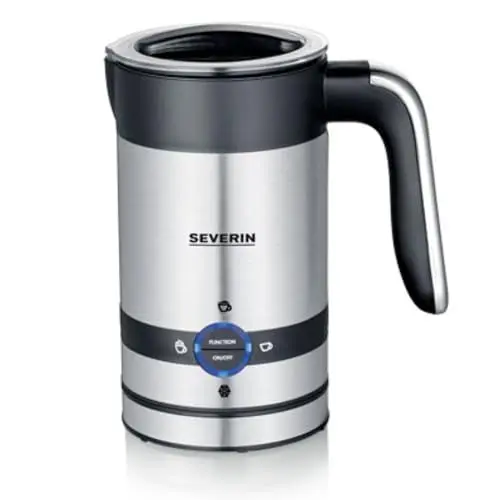Produktbild: SEVERIN Milchaufschäumer, elektrisch, mit Antihaft-Beschichtung, Milchschäumer für kaltes und warmes Aufschäumen, Edelstahl-gebürstet/schwarz-matt, 200 ml, SM 3584
