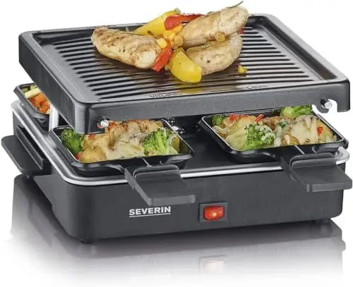 Produktbild: SEVERIN Mini Raclette-Grill für 4 Personen, platzsparend und kompakt, antihaftbeschichtet, 600 W, schwarz, RG 2370