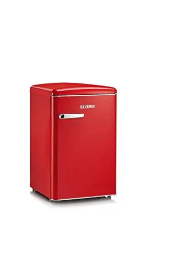 Produktbild: SEVERIN Retro-Tischkühlschrank, inkl. platzsparender Kühloption, 2 x höhenverstellbare Abstellflächen, integriertes Gefrierfach, extrem leise - 37 dB, 108 L Nutzinhalt, rot, RKS 8830