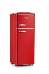 Produktbild: SEVERIN Retro - Kühl-/ Gefrierkombination, platzsparendes Raumwunder, 4 x höhenverstellbare Abstellflächen und eine große Veggiebox, 206 L Nutzinhalt, rot, RKG 8930