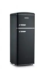 Produktbild: SEVERIN Retro - Kühl-/ Gefrierkombination, platzsparendes Raumwunder, 4 x höhenverstellbare Abstellflächen und eine große Veggiebox, 206 L Nutzinhalt, schwarz, RKG 8932