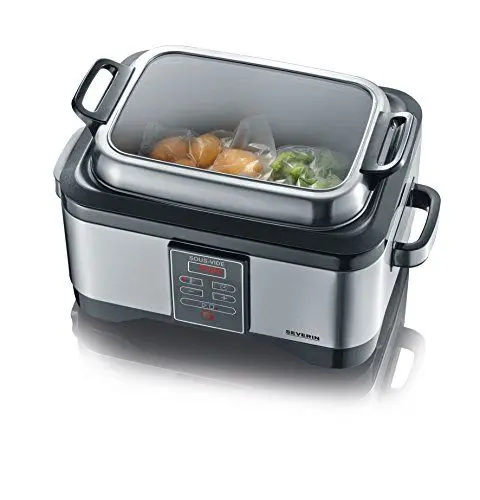 Produktbild: SEVERIN Sous-Vide Garer für schonendes und gesundes Garen, Sous Vide Garen mit Gelinggarantie, exaktes Garen durch elektronische Temperaturregelung, Edelstahl-gebürstet/schwarz, SV 2447