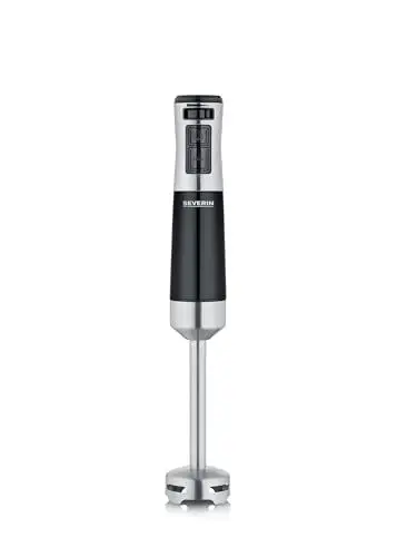 Produktbild: SEVERIN Stabmixer zum Pürieren und Zerkleinern, Mixstab mit stufenloser Geschwindigkeitseinstellung, abnehmbarer Pürierstab, 600 W, schwarz / Edelstahl-gebürstet, SM 3771