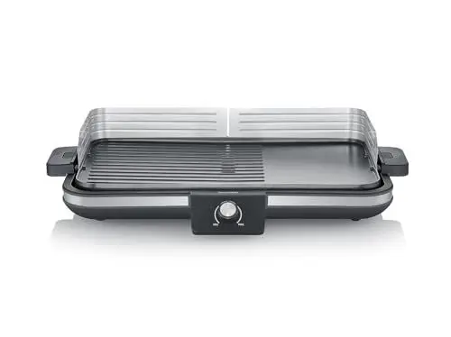 Produktbild: SEVERIN Tischgrill Plancha, antihaftbeschichtete Plancha Grillplatte mit glatter und gerippter Oberfläche Tischgrill für bis zu 8 Personen, 2.300 W Leistung, schwarz, RG 8564