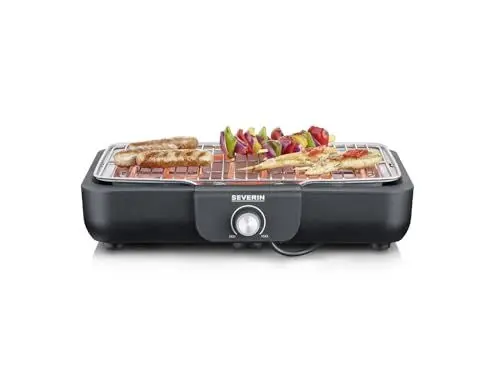 Produktbild: SEVERIN Tischgrill mit hochwertigem Edelstahl-Grillrost, für drinnen und draußen, 2.300 W, schnelle Aufheizzeit, Temperaturregelung thermostatgesteuert, schwarz, PG 8554