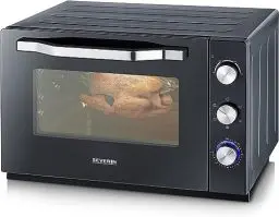 Produktbild: SEVERIN XXL Back- und Toastofen mit Umluftfunktion, Backofen mit Grillrost, Backblech, Drehspieß und Pizzastein, vielseitiger Heißluftofen mit 60 L Kapazität, 2.200 W, schwarz, TO 2073