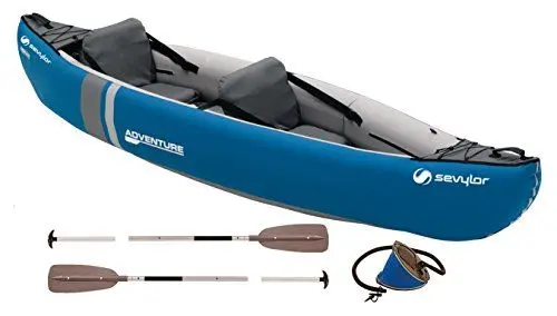 Produktbild: Sevylor Kanu aufblasbar Adventure Kit - 2 Personen Faltkajak inkl. 2 Paddel, Fußpumpe, 314 x 88 cm