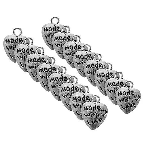 Produktbild: SEWACC 100 Stück Teiliges Herzanhänger Antik Silberfarbene Charms für Halsketten und Armbänder Handgefertigte Schmuckanhänger Basteln von Liebesanhängern und Diy Schmuck