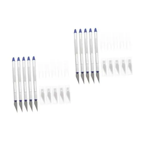 Produktbild: SEWACC 10 Sätze Tranchiermesser gesc cuttermesser gravieren Cutter-Stift Griffel-Schnitzwerkzeug fliesenschneider Schreibwaren für das Schulbüro Sicherheitsgravurstift Aluminium Silver