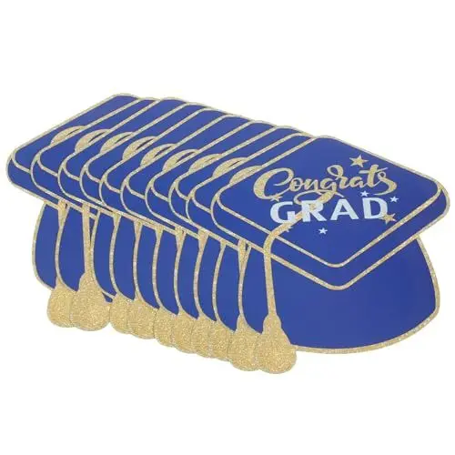Produktbild: SEWACC 10 Stück Goldfolien-Abschlusskarten 2024 Absolventenkarten Happy Graduation Cards Abschlussgrußkarten Glitzer Glückwunschkarte Für College High School