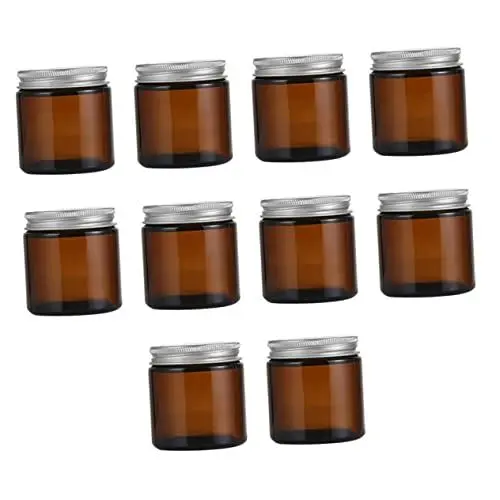 Produktbild: SEWACC 10 Stücke Glas Kerze Leere Silber Aluminium Deckel 100ml Glas für
